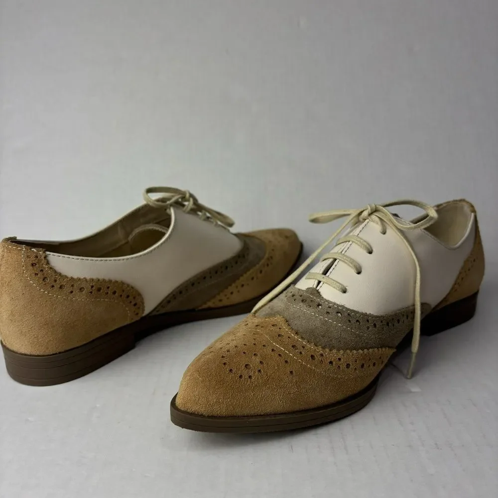 Girotti Custom Leather Oxford Wingtips Shoes Mens EU39‎ Suede Caramel NWOT $339